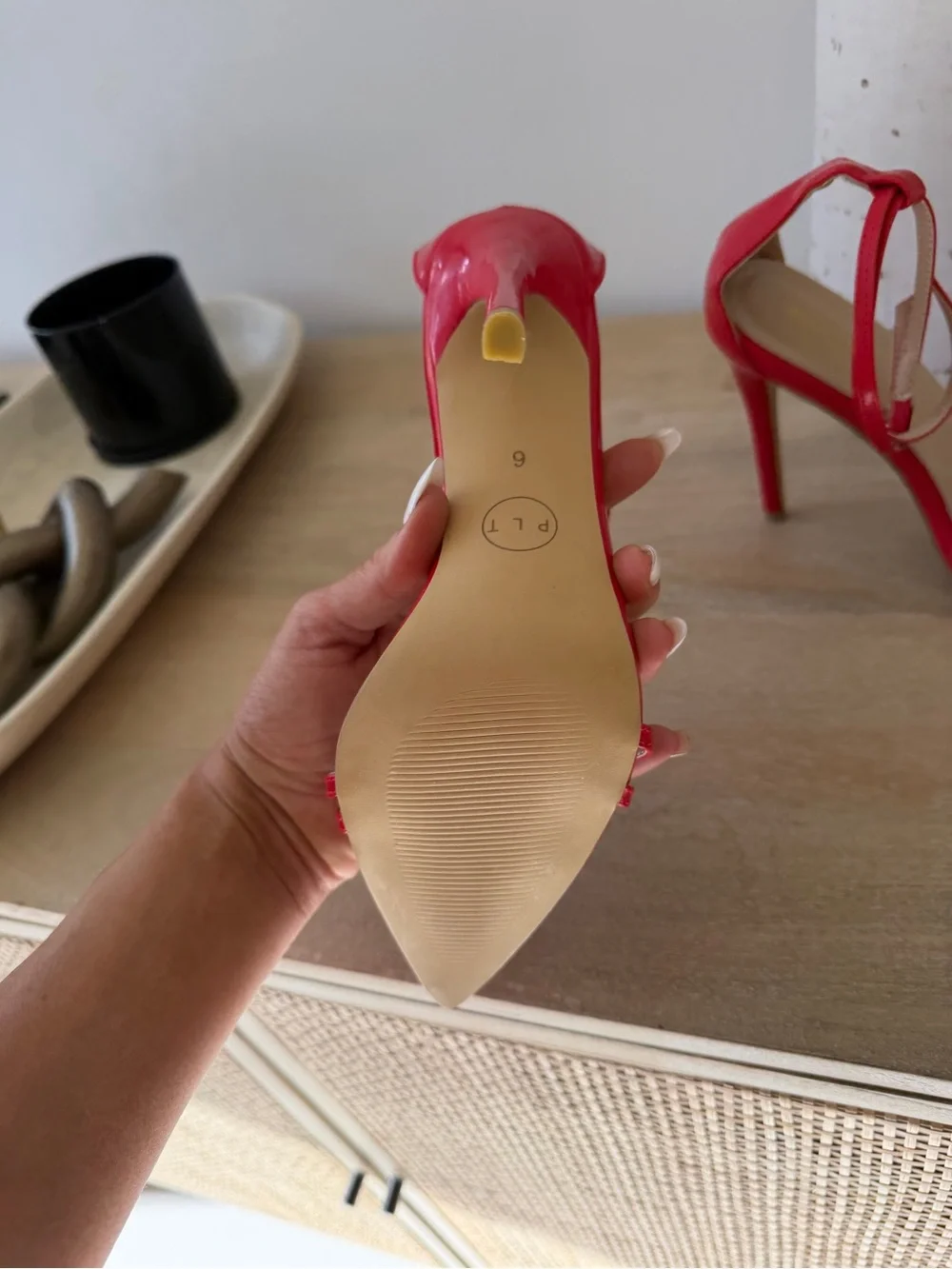 Rare Find PrettyLittleThing Red Strappy Ankle-Tie Pointed Pumps